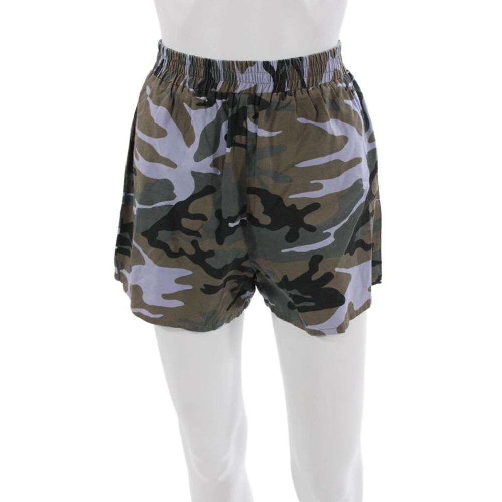 The Line Unisex Black Camouflage Army Shorts Size XS